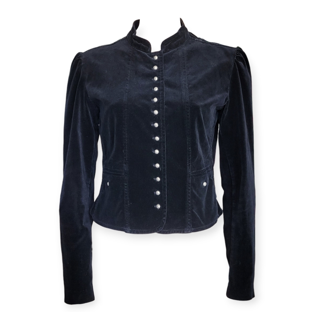 Vintage Black Velvet Blazer Witchy Academia Whimsigoth Edwardian Medium
